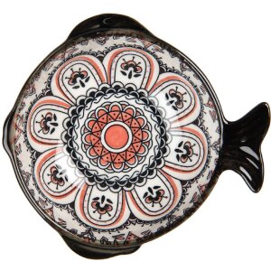 Clayre & Eef 6CEBO0076 Schale Weiß Schwarz 15x14x5 cm 200 ml