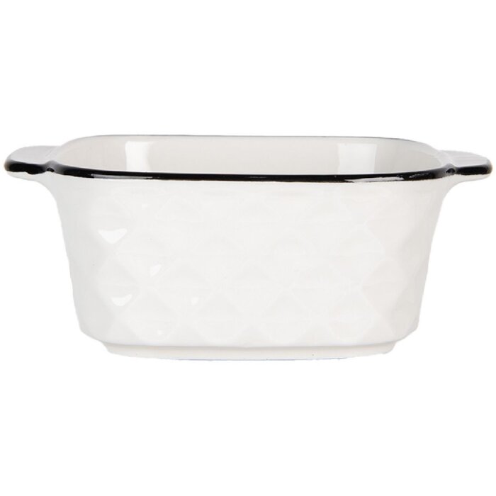 Clayre & Eef 6CEBO0097 Schale Keramik Weiß Schwarz 15x12x5 cm 275 ml