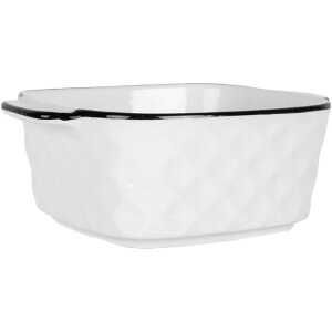 Clayre & Eef 6CEBO0097 Schale Keramik Weiß Schwarz 15x12x5 cm 275 ml