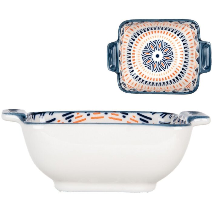 Clayre & Eef 6CEBO0185 Schale Weiß Blau Keramik 11x8x4 cm 75 ml