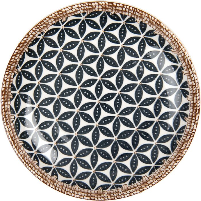 Clayre & Eef 6CEDP0168 Teller Ø 21 cm Boho-Design Keramik weiß-schwarz