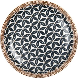 Clayre & Eef 6CEDP0168 Teller Ø 21 cm Boho-Design Keramik weiß-schwarz