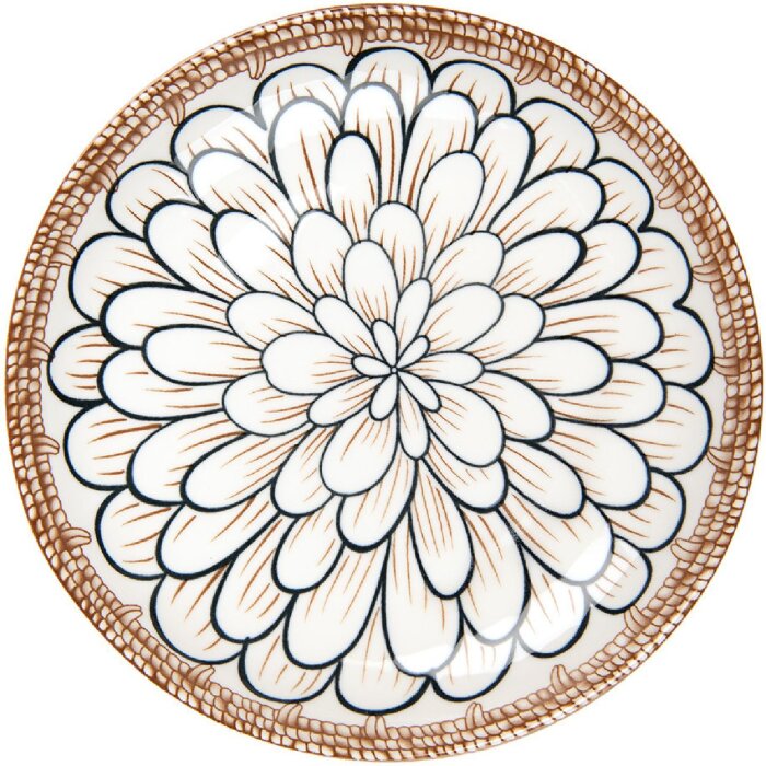 Clayre & Eef 6CEDP0169 Frühstücksteller Weiß Braun Keramik Ø 21x3 cm