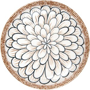 Clayre & Eef 6CEDP0169 Frühstücksteller Weiß Braun Keramik Ø 21x3 cm