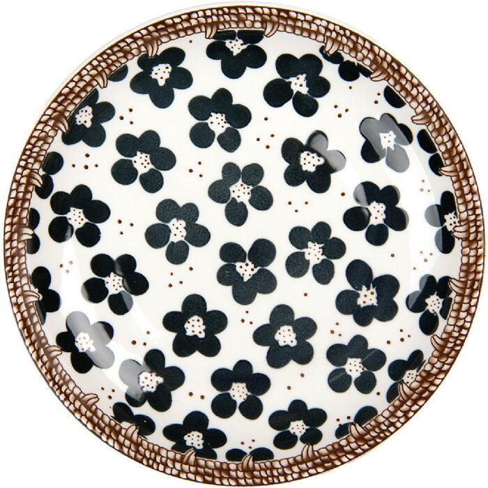 Clayre & Eef 6CEDP0170 Farfurie mică alb negru Ø 21x3 cm Ceramică