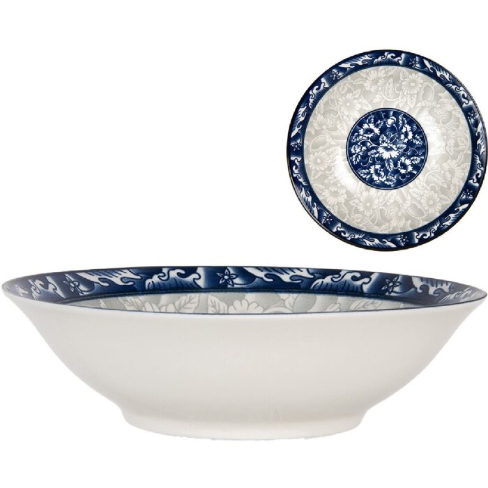 Clayre & Eef 6CEPS0001 Schale Keramik Weiß Blau Ø 21 cm 600 ml