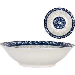 Clayre & Eef 6CEPS0001 Schale Keramik Weiß Blau Ø 21 cm 600 ml