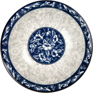 Clayre & Eef 6CEPS0001 Schale Keramik Weiß Blau Ø 21 cm 600 ml