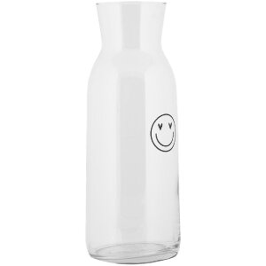 Clayre & Eef BHSGL0003 Carafe Sticlă transparentă Smiley 1000 ml Ø 9x25 cm