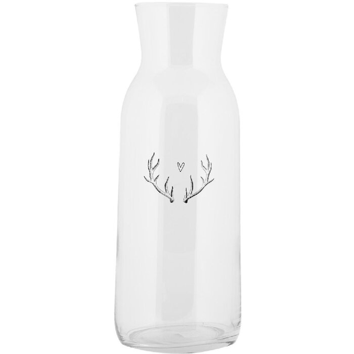 Clayre & Eef NWVGL0001 Carafa din sticlă cu motiv de căprioară 1000 ml Ø 9x25 cm