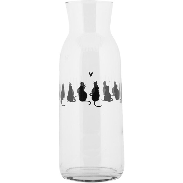Clayre & Eef PWSGL0001 Karaffe Glas Katzenmotiv Ø 9x25 cm 1000 ml