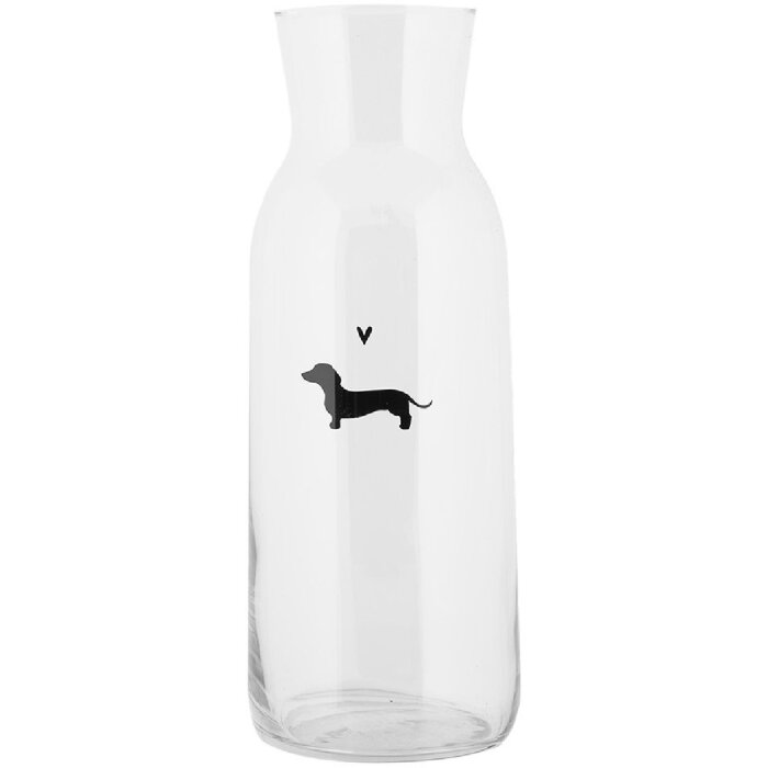 Clayre & Eef PWSGL0002 Carafe Sticlă Ø 9x25 cm 1000 ml Motiv teckel Transparent