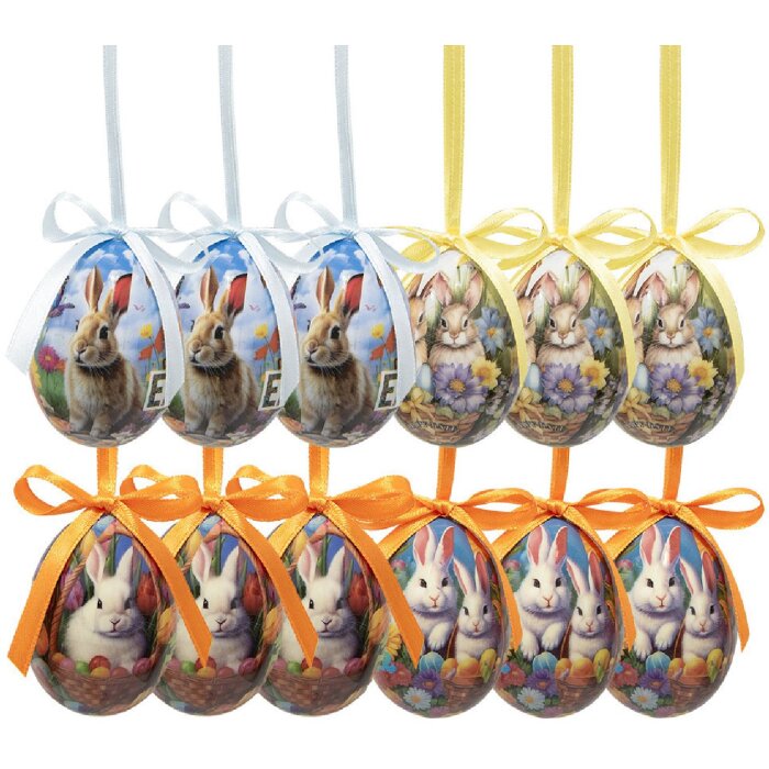 Clayre & Eef 65901 Dekoration Anhänger Ei Set 12 Ø 4x5 cm Landhausstil