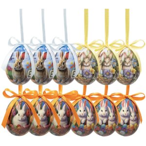 Clayre & Eef 65901 Dekoration Anhänger Ei Set 12 Ø 4x5 cm Landhausstil