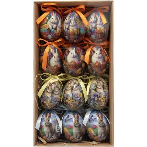 Clayre & Eef 65901 Dekoration Anhänger Ei Set 12 Ø 4x5 cm Landhausstil