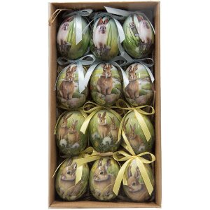 Clayre & Eef 65902 Set de ouă suspendate pentru decorațiuni 12 Ø 4x5 cm Plastic multicolor