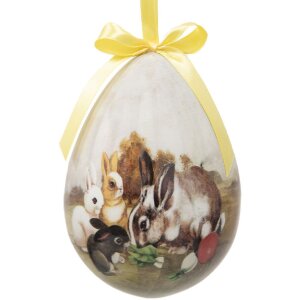 Clayre & Eef 65915 Dekoration Anhänger Ei Set 2 Ø 11x15 cm Landhausstil Hase