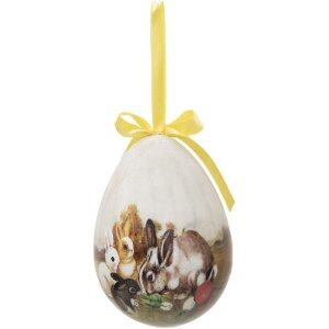 Clayre & Eef 65915 Dekoration Anhänger Ei Set 2 Ø 11x15 cm Landhausstil Hase