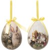 Clayre & Eef 65915 Dekoration Anhänger Ei Set 2 Ø 11x15 cm Landhausstil Hase