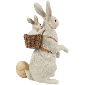 Clayre & Eef 6PR4397 Iepure decorativ bej roz Poliresină 10x9x16 cm