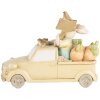 Clayre & Eef 6PR4388 Deko Kaninchen im Auto Weiß Beige 16x8x12 cm