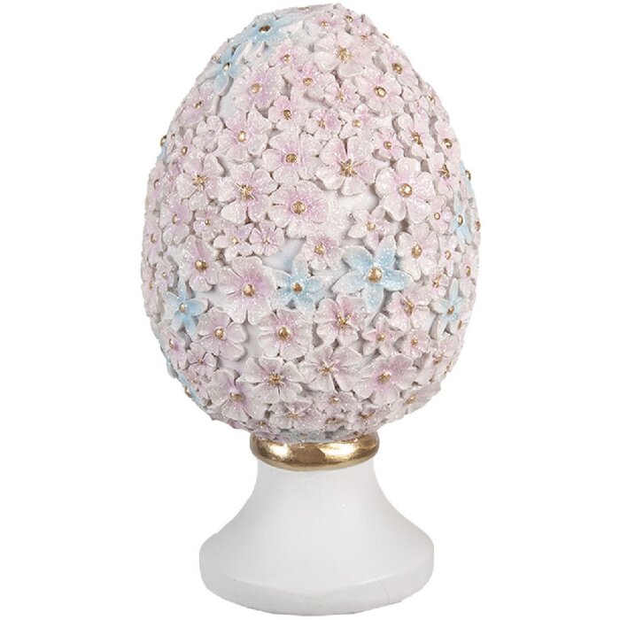 Clayre & Eef 6PR5191 Ou decorativ roz albastru alb Ø 10x18 cm Poliresină în stil rural