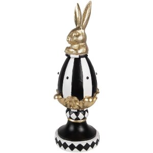 Clayre & Eef 6PR5192 Deko Ei Schwarz Weiß Gold...