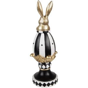 Clayre & Eef 6PR5192 Deko Ei Schwarz Weiß Gold 13x12x34 cm Polyresin