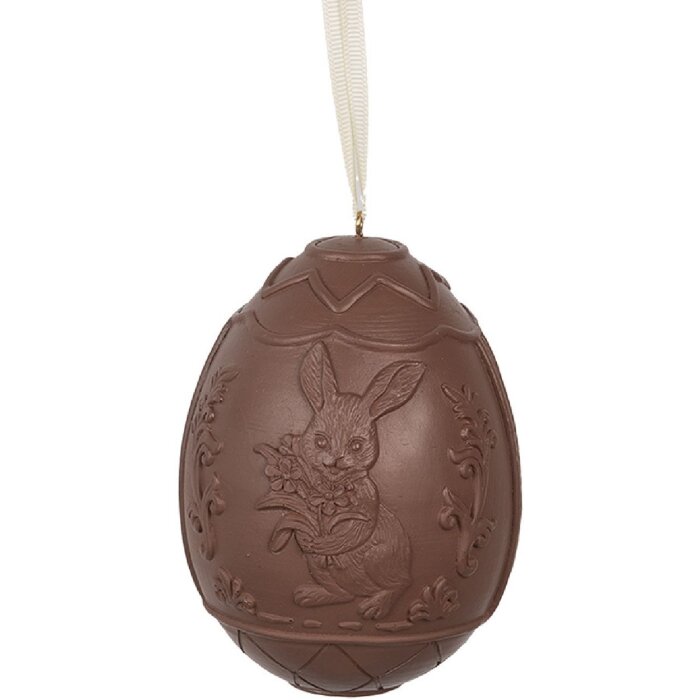 Clayre & Eef 6PR5194 Decorațiune cuier ou motiv iepuraș poliresină 8x8x11 cm