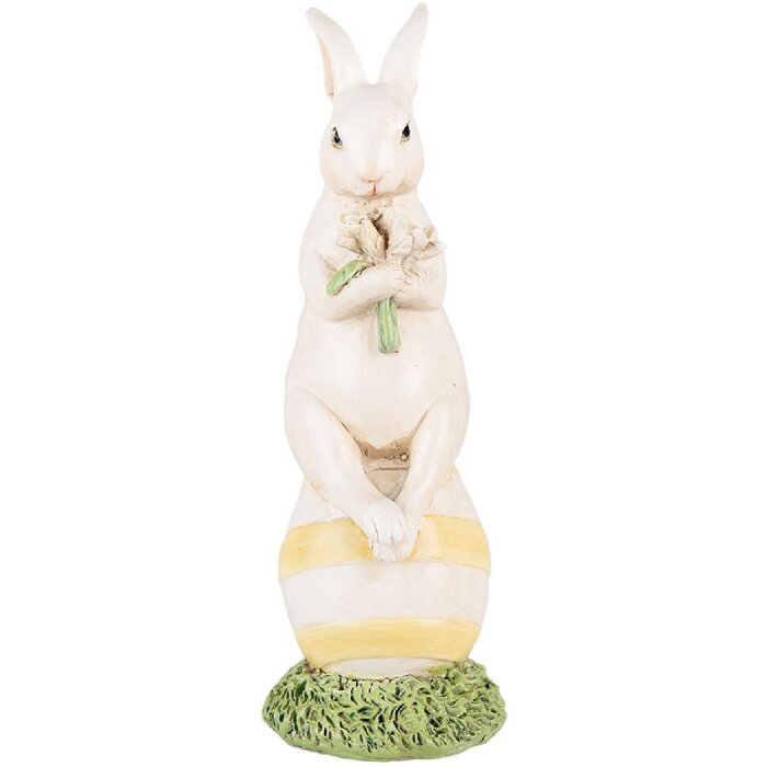 Clayre & Eef 6PR5243 Decorațiune iepure alb verde 7x7x19 cm