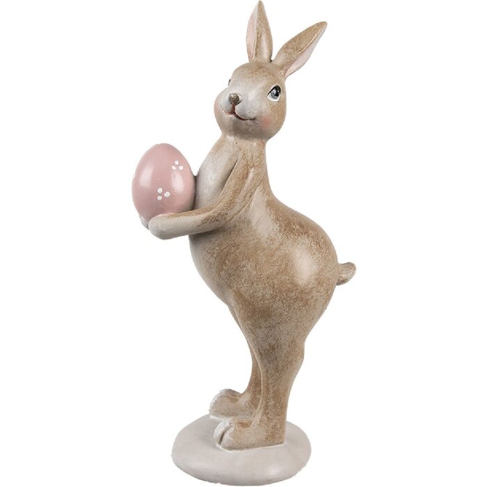 Clayre & Eef 6PR5254 Iepure decorativ bej roz 6x9x18 cm Poliresină