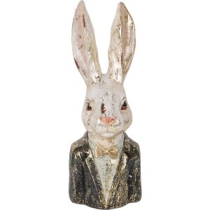 Clayre & Eef 6PR5488 Bust decorativ iepure alb verde...