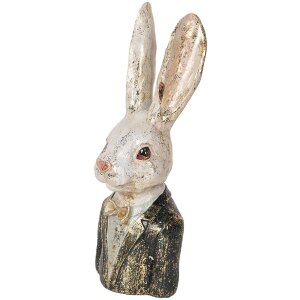 Clayre & Eef 6PR5488 Bust decorativ iepure alb verde...