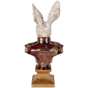 Clayre & Eef 6PR5498 Dekoration Büste Kaninchen Weiß Rot 23x16x50 cm