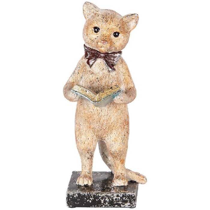 Clayre & Eef 6PR5078 Deko Katze Beige Goldfarbig 12x11x27 cm