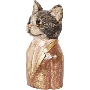 Clayre & Eef 6PR5096 Deko Büste Katze Braun Rot 13x11x23 cm