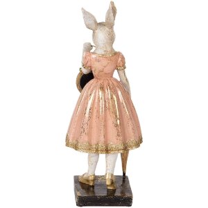 Clayre & Eef 6PR5138 Deko Kaninchen Weiß Rosa 14x11x34 cm Polyresin