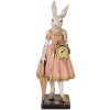 Clayre & Eef 6PR5138 Deko Kaninchen Weiß Rosa 14x11x34 cm Polyresin