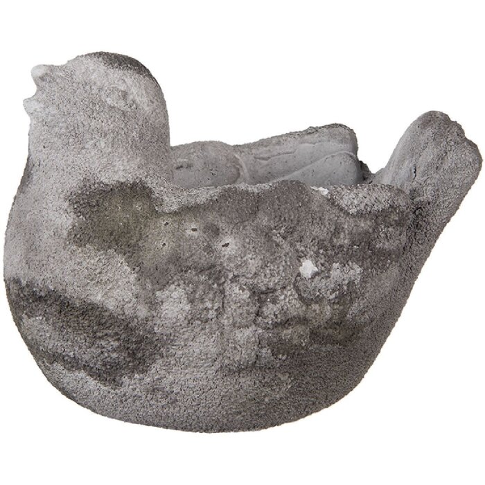 Clayre & Eef 6TE0564 Blumentopf Vogel Stein Grau 18x12x13 cm Landhausstil