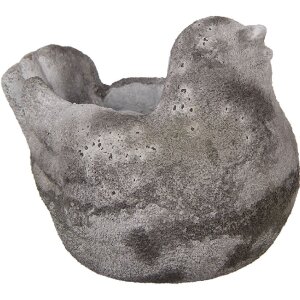 Clayre & Eef 6TE0564 Blumentopf Vogel Stein Grau 18x12x13 cm Landhausstil