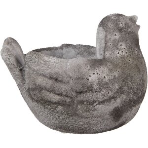 Clayre & Eef 6TE0564 Blumentopf Vogel Stein Grau 18x12x13 cm Landhausstil