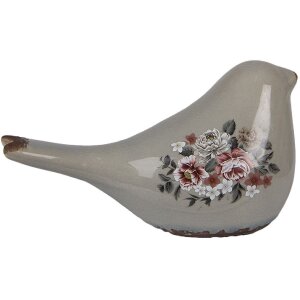 Clayre & Eef 6CE1969M Dekoration Vogel Grau Rosa 21x9x11 cm