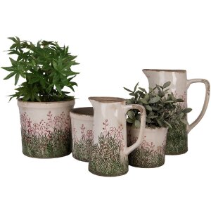 Clayre & Eef 6CE2016M Dekokrug Keramik Beige Grün 16x11x20 cm