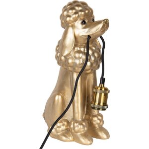 Clayre & Eef 6LMP793 Lampă de masă Poodle Gold 27x16x38 cm E27 60W
