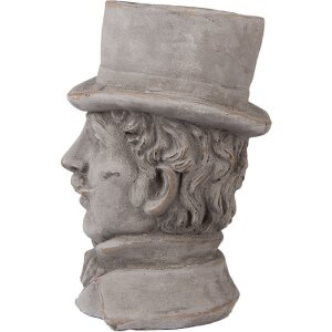 Clayre & Eef 6TE0554 Ghiveci de flori cap piatră gri 15x16x24 cm stil rural