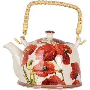 Clayre & Eef 6CETE0171 Teekanne Mohnblumen Keramik...