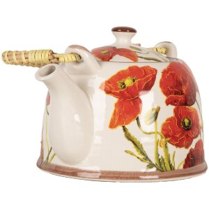 Clayre & Eef 6CETE0171 Teekanne Mohnblumen Keramik...