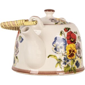 Clayre & Eef 6CETE0172 Teekanne Keramik Weiß...