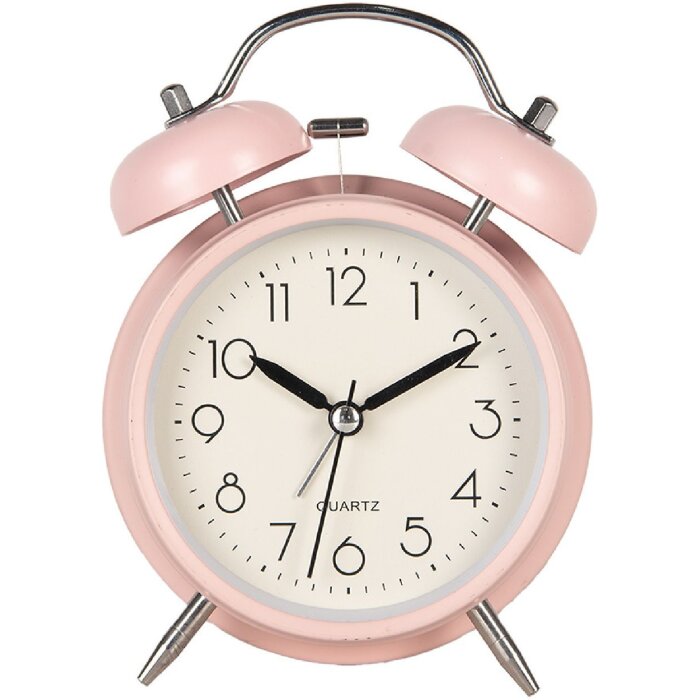 Clayre & Eef 6AC0032P Ceas cu alarmă Analogic Roz Metal Sticlă 9x13x5 cm 1xAA