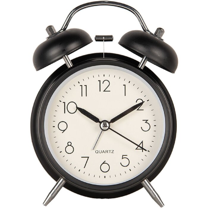 Clayre & Eef 6AC0032Z Ceas deșteptător analogic negru 9x5x13 cm Clopote duble
